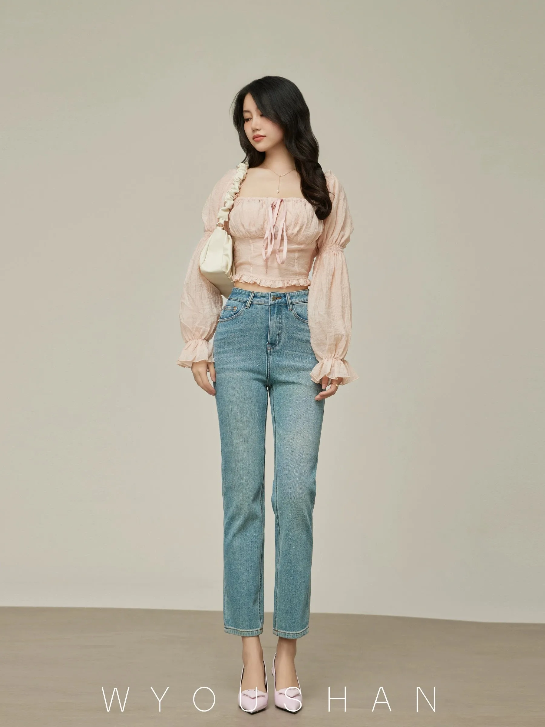 1603 Wang Youshan Straight Jeans Women's High Waist New Summer 2024 Small People Nine Points Cigarette Pants