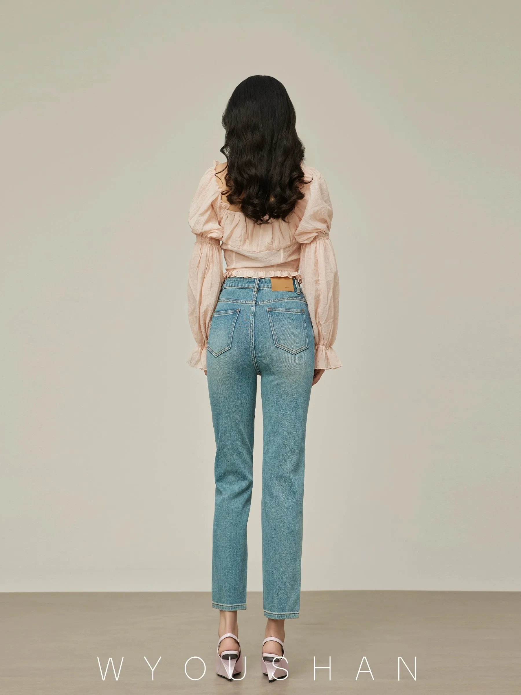 1603 Wang Youshan Straight Jeans Women's High Waist New Summer 2024 Small People Nine Points Cigarette Pants