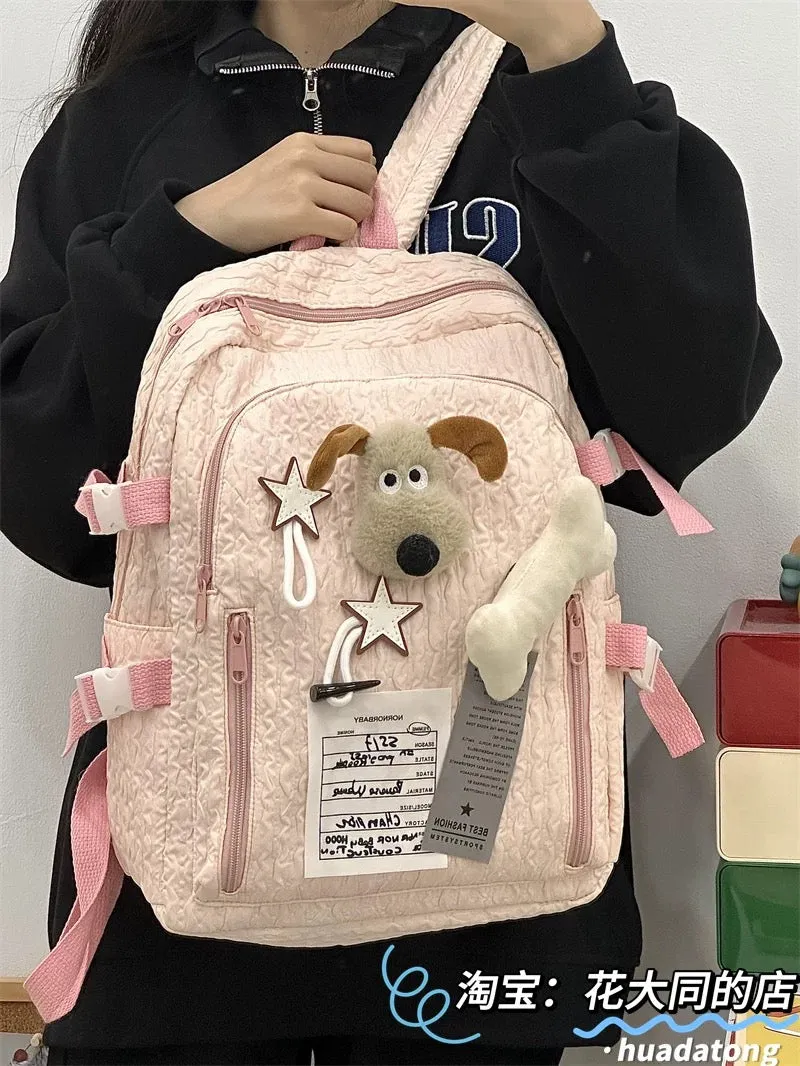 2024 new versatile star cute dog backpack ins Japanese sweet girl high school student large capacity school bag