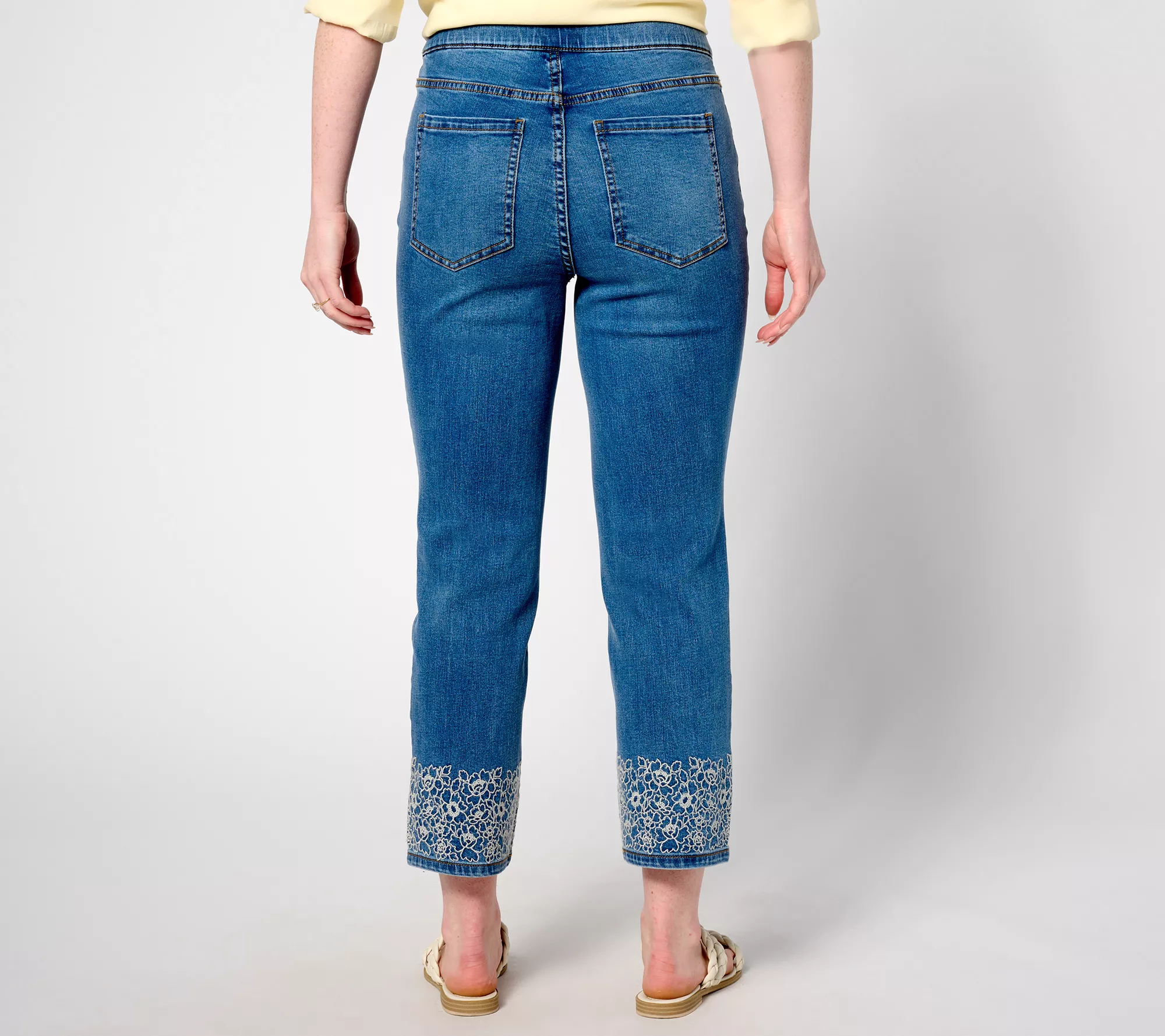 "As Is" Isaac Mizrahi Live! Tall True Denim Straight Jeans with Embroidery