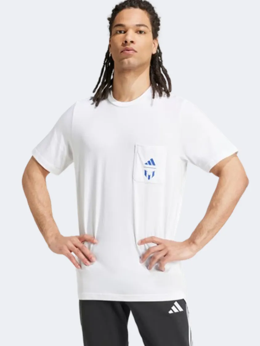 Adidas Messi Icon Men Football T-Shirt White/Blue