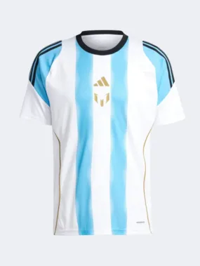 Adidas Messi Men Football T-Shirt White/Blue Burst