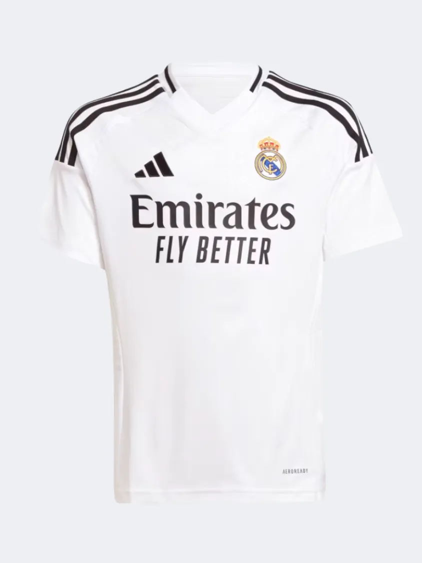 Adidas Real Madrid Home Boys Football T-Shirt White/Black