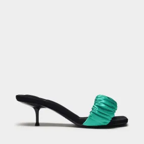 Alexander Wang  Jessie 55 Scrunchie Mid Sandals in Green Satin