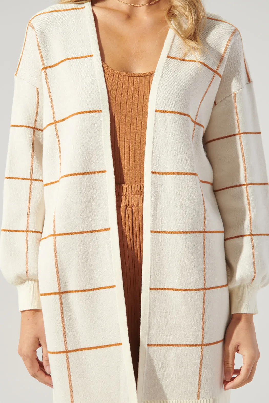 Alicia Windowpane Open Front Cardigan