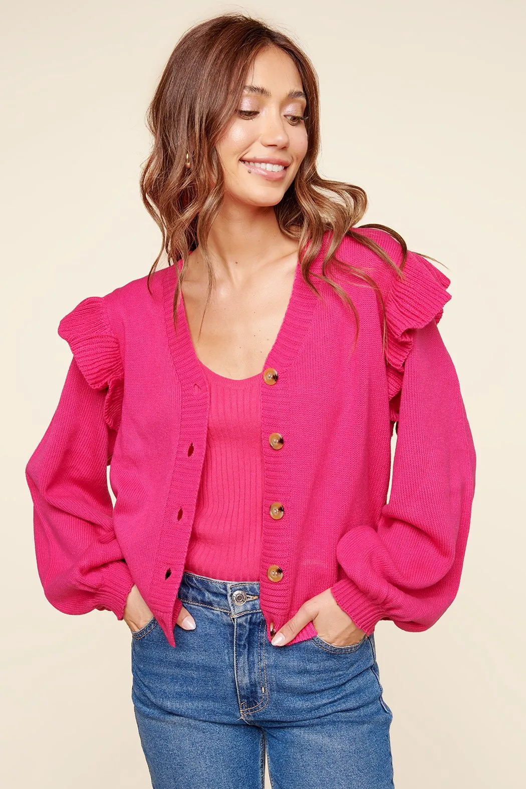 Araceli Ruffle Sleeve Cardigan