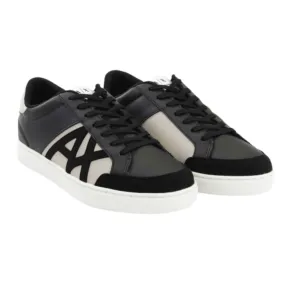 Armani Exchange Black Trainers With Suede AX LOGO | Menswear Online