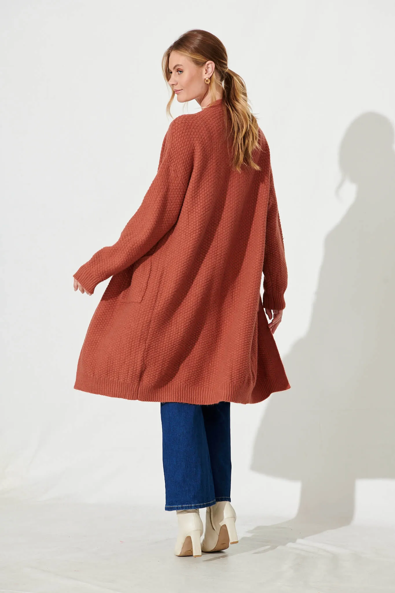 Arvon Knit Cardigan In Rust Wool Blend