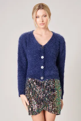 Berry Bliss Cropped Eyelash Cardigan