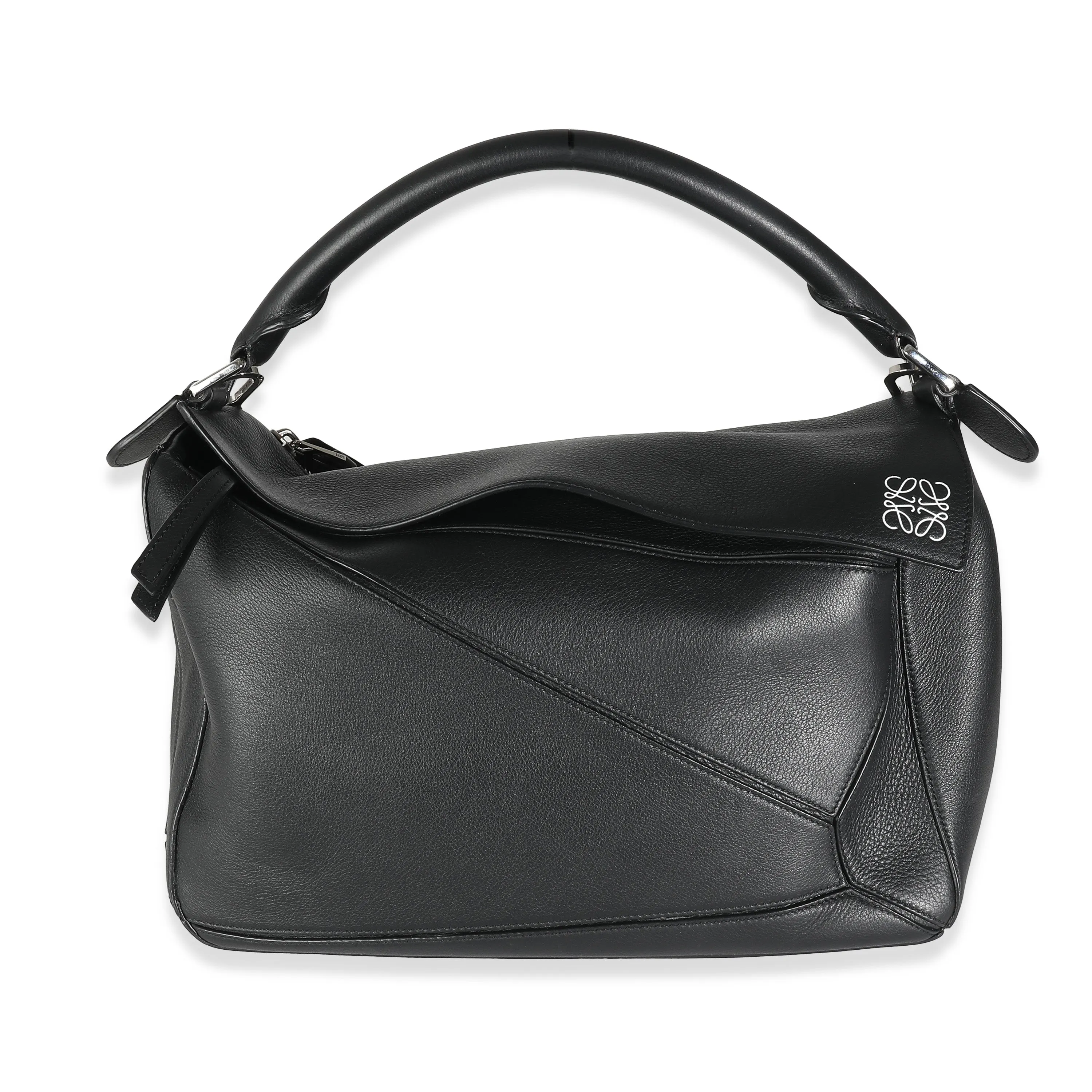 Black Calfskin Large Puzzle Bag