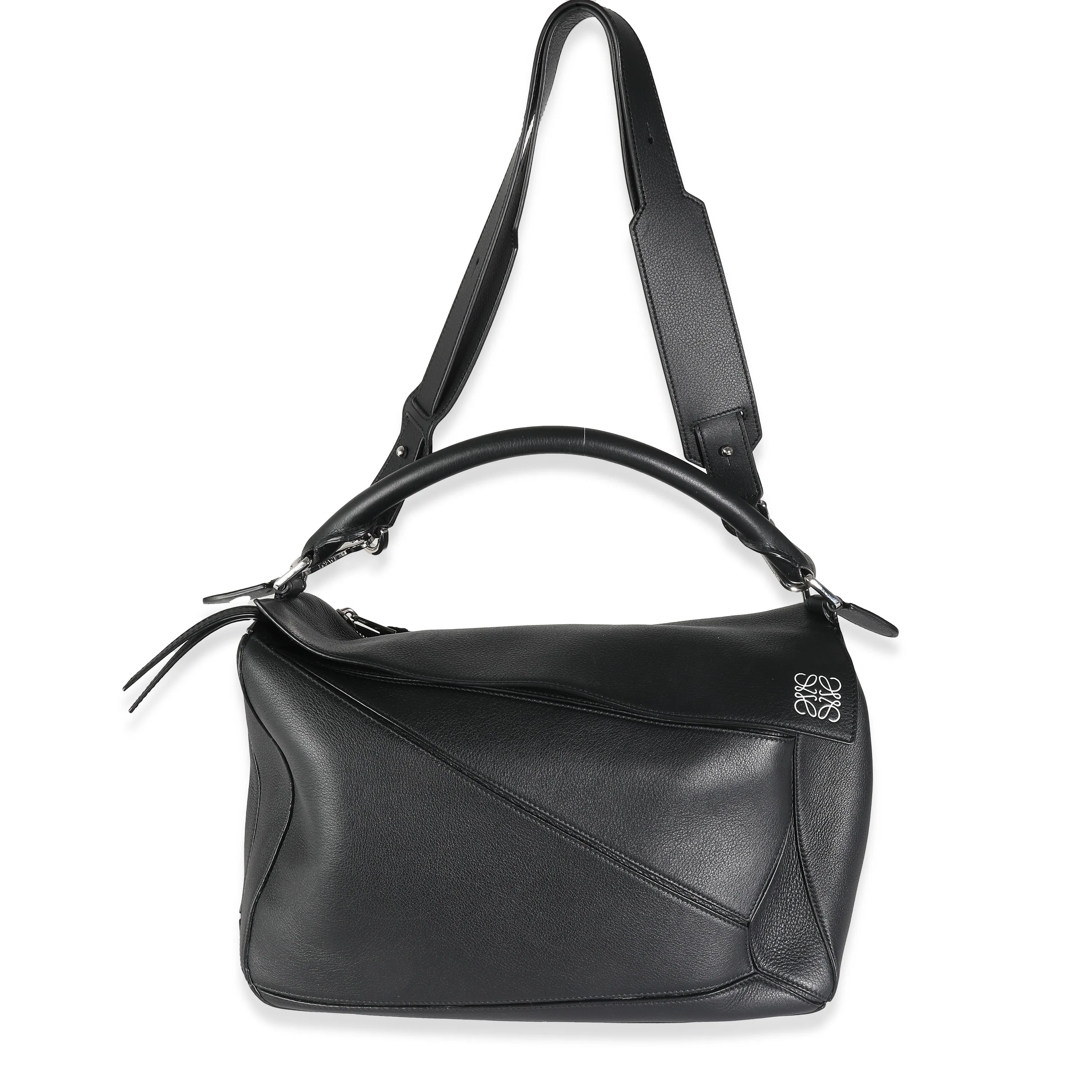 Black Calfskin Large Puzzle Bag