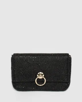 Black Jamila Disc Clutch Bag