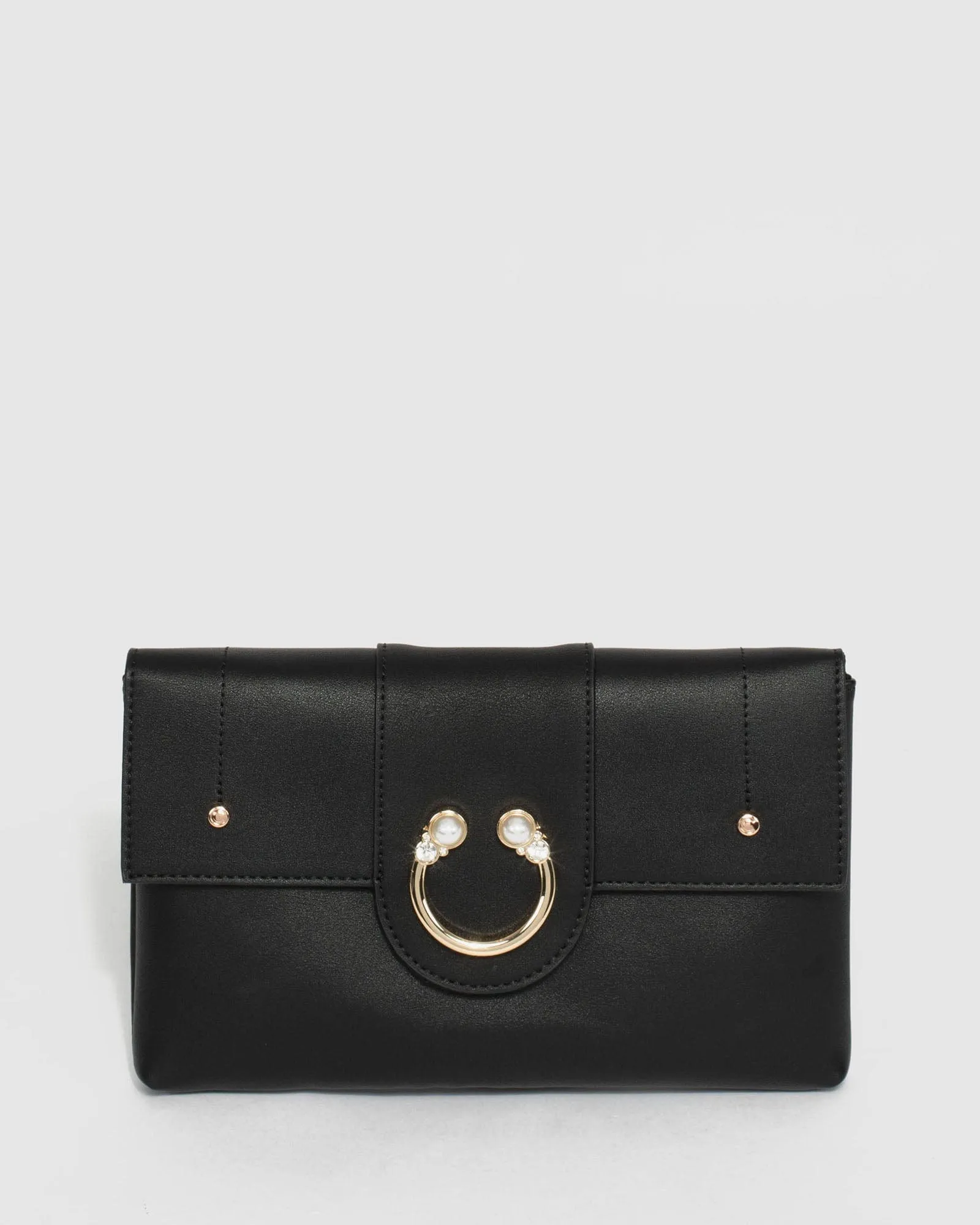 Black Polly Pearl Clutch Bag