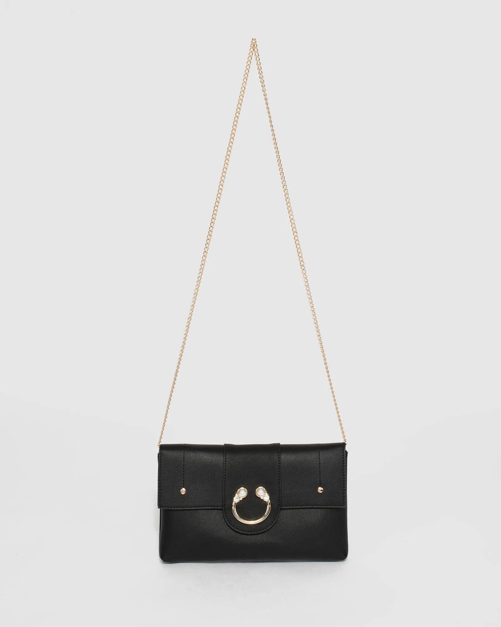 Black Polly Pearl Clutch Bag