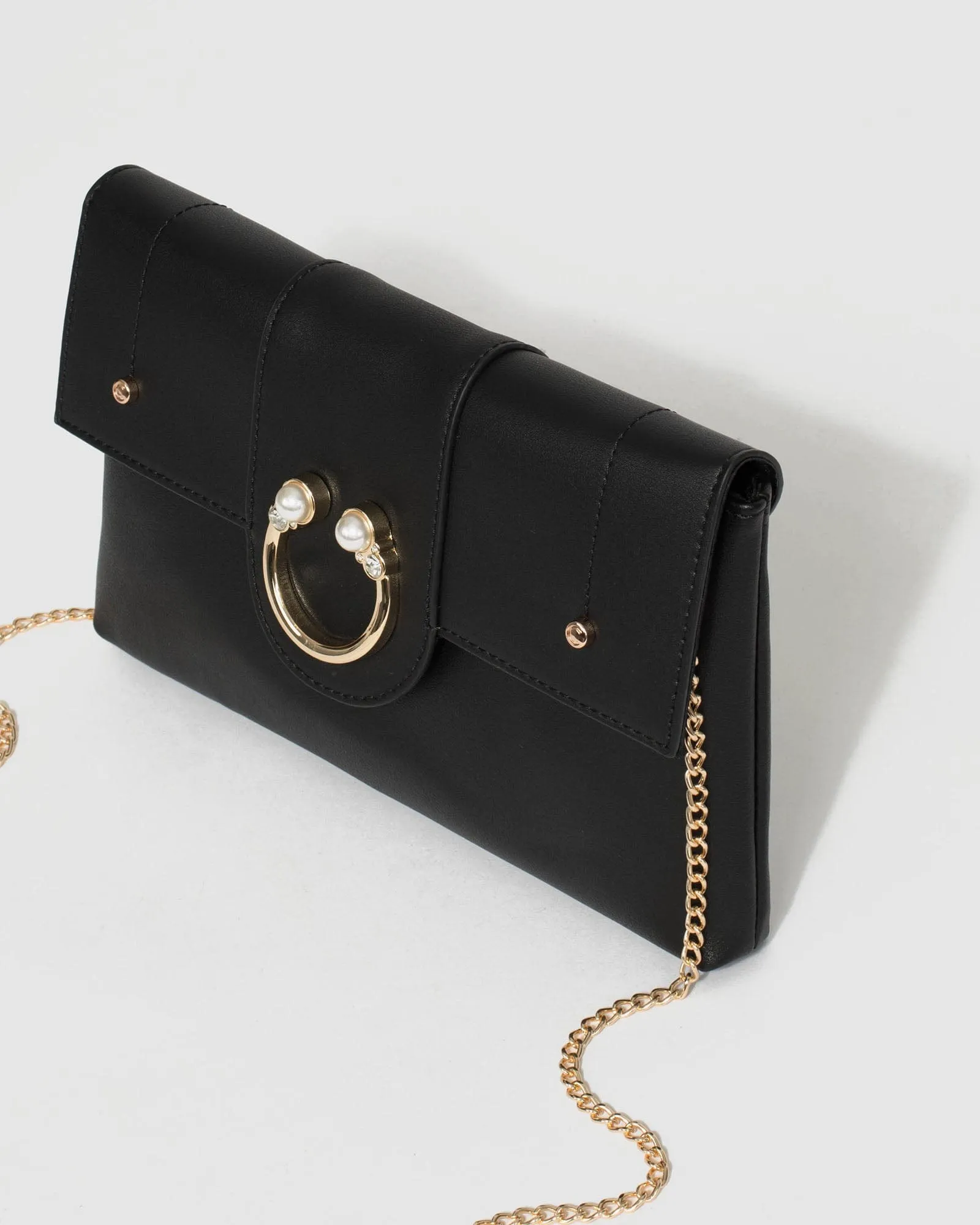 Black Polly Pearl Clutch Bag