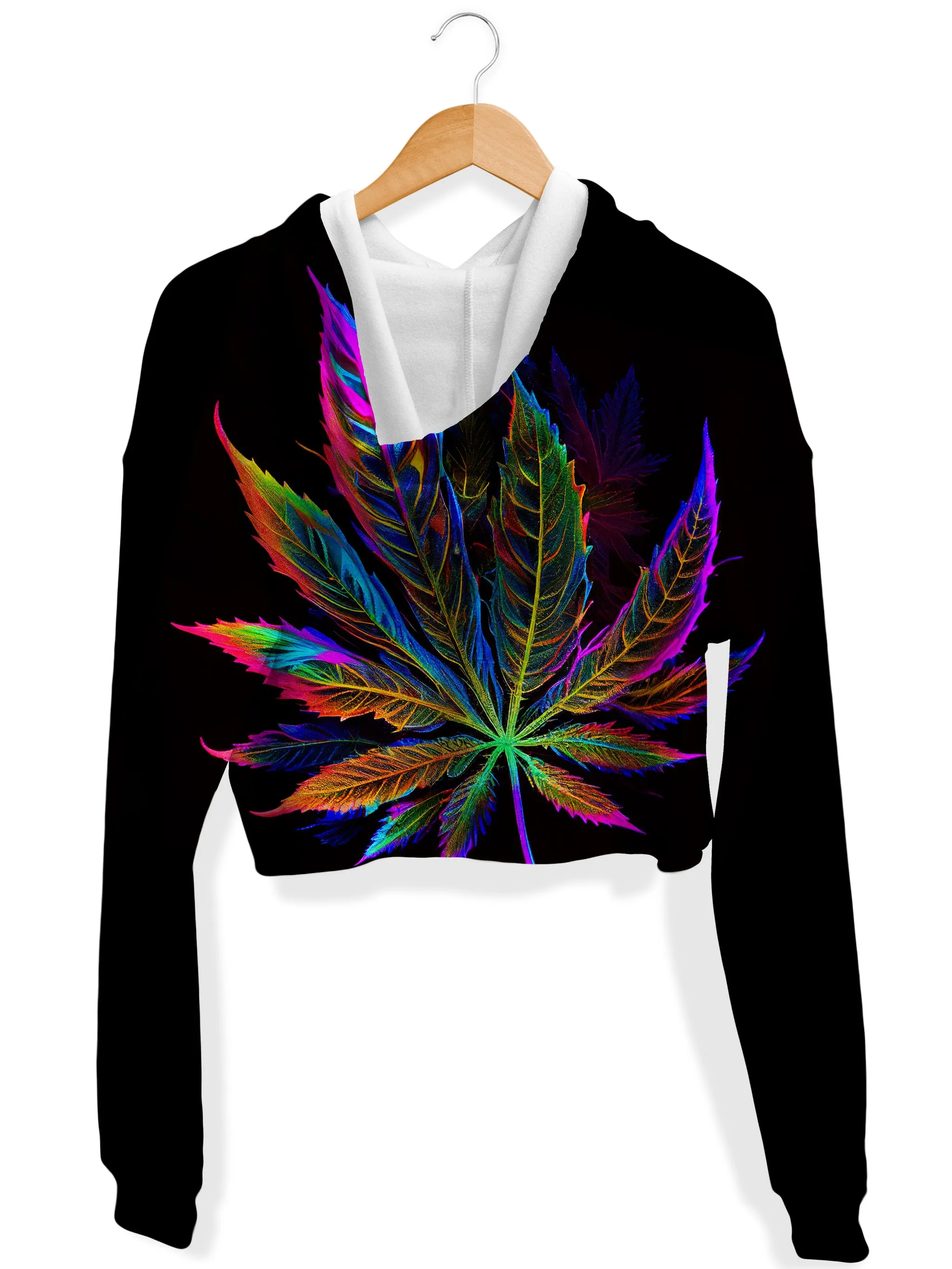 Blacklight Weed Fleece Crop Hoodie