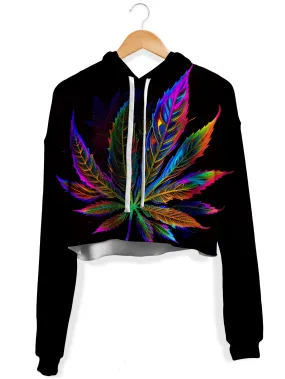 Blacklight Weed Fleece Crop Hoodie