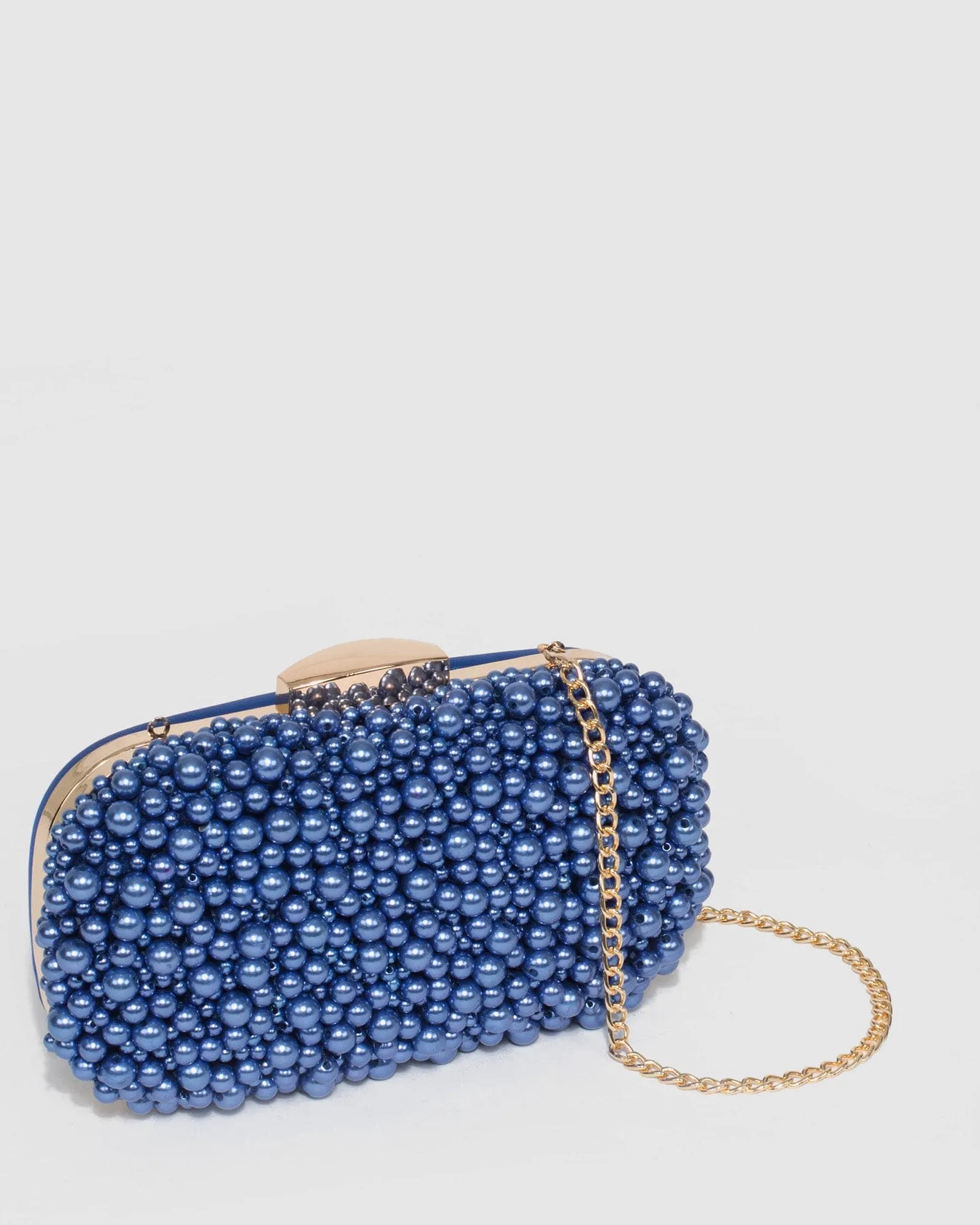 Blue Alina Beaded Clutch Bag