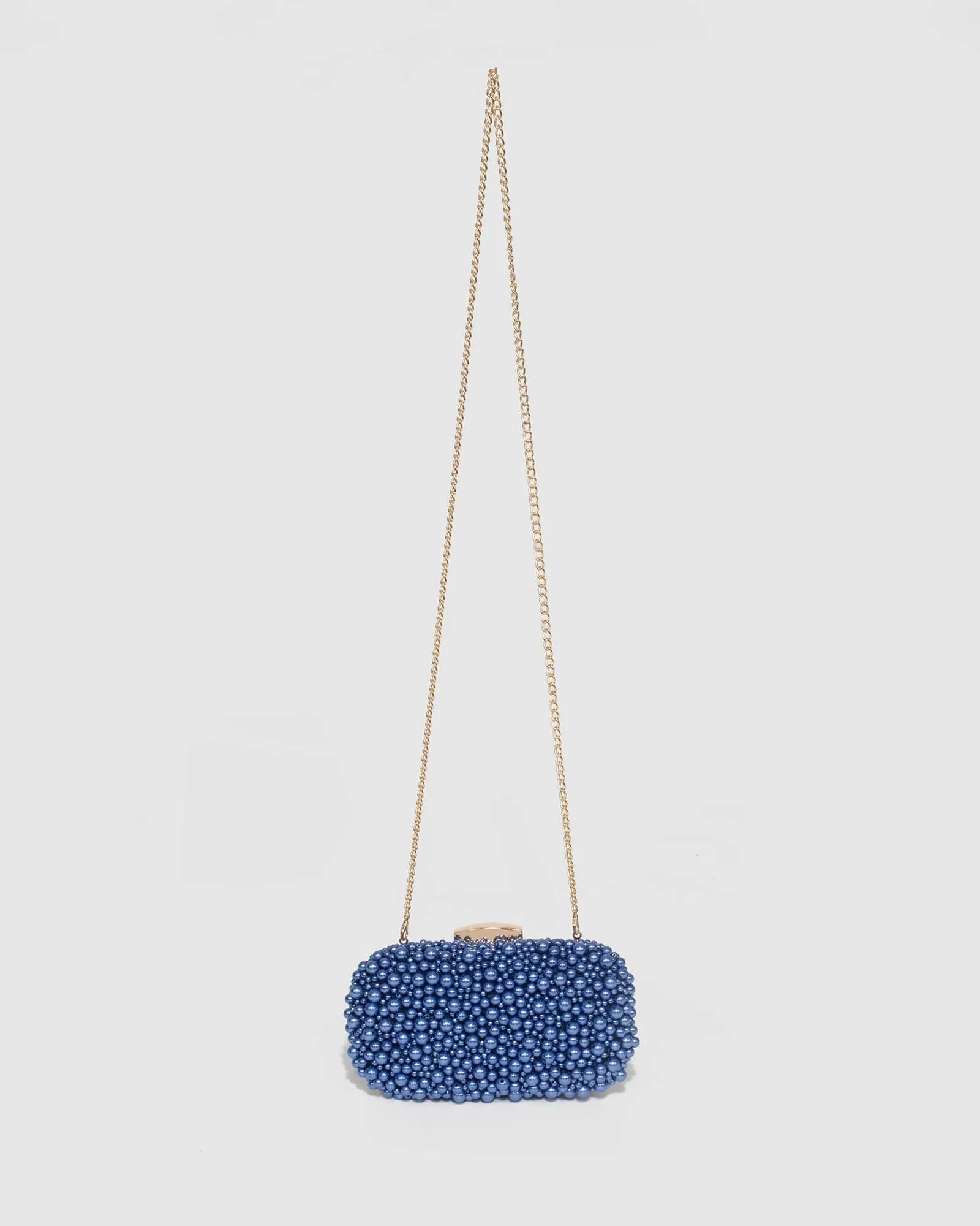 Blue Alina Beaded Clutch Bag