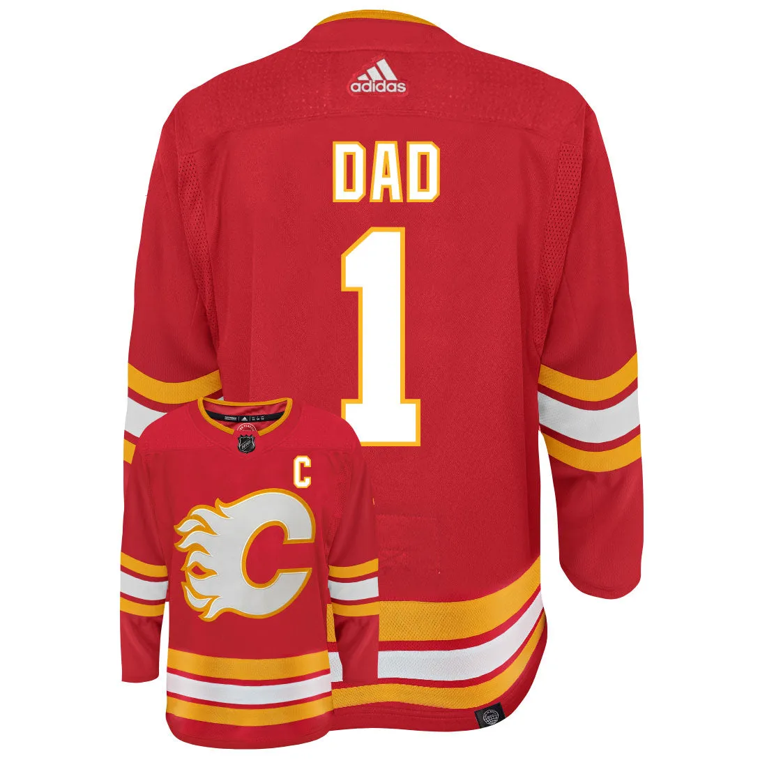 Calgary Flames Dad Number One Adidas Primegreen Authentic NHL Hockey Jersey     