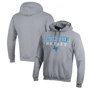 Champion Air Force Falcons Heather Gray Stack Logo Hockey Powerblend Pullover Hoodie