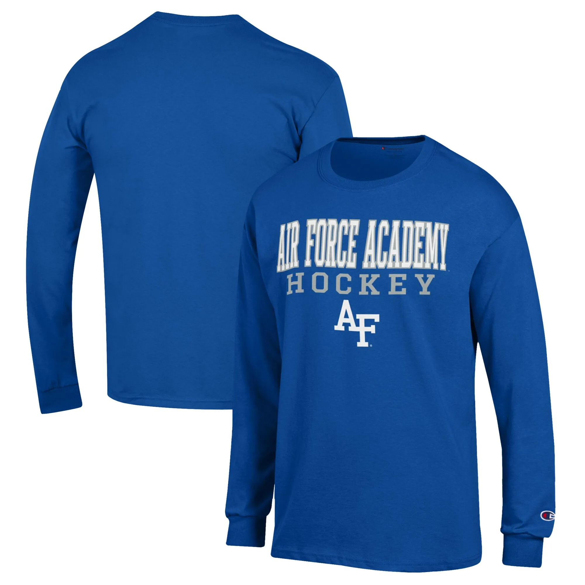 Champion Air Force Falcons Royal Stack Logo Hockey Powerblend Long Sleeve T-Shirt