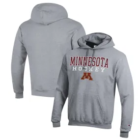 Champion Minnesota Golden Gophers Heather Gray Stack Logo Hockey Powerblend Pullover Hoodie