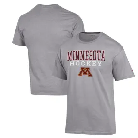 Champion Minnesota Golden Gophers Heather Gray Stack Logo Hockey Powerblend T-Shirt