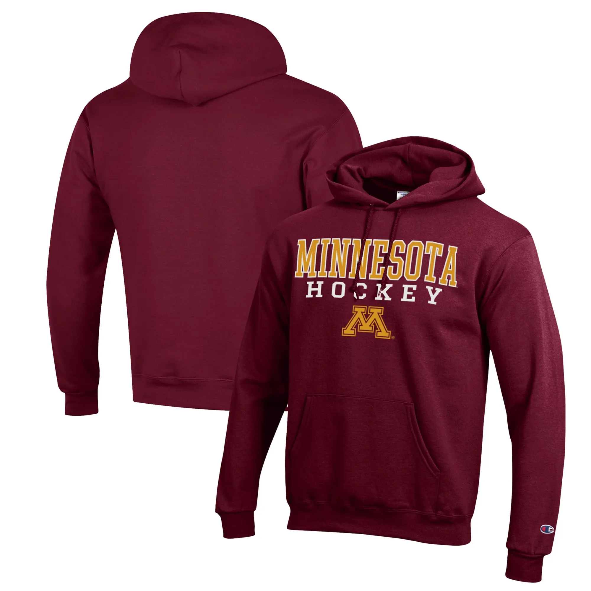 Champion Minnesota Golden Gophers Maroon Stack Logo Hockey Powerblend Pullover Hoodie