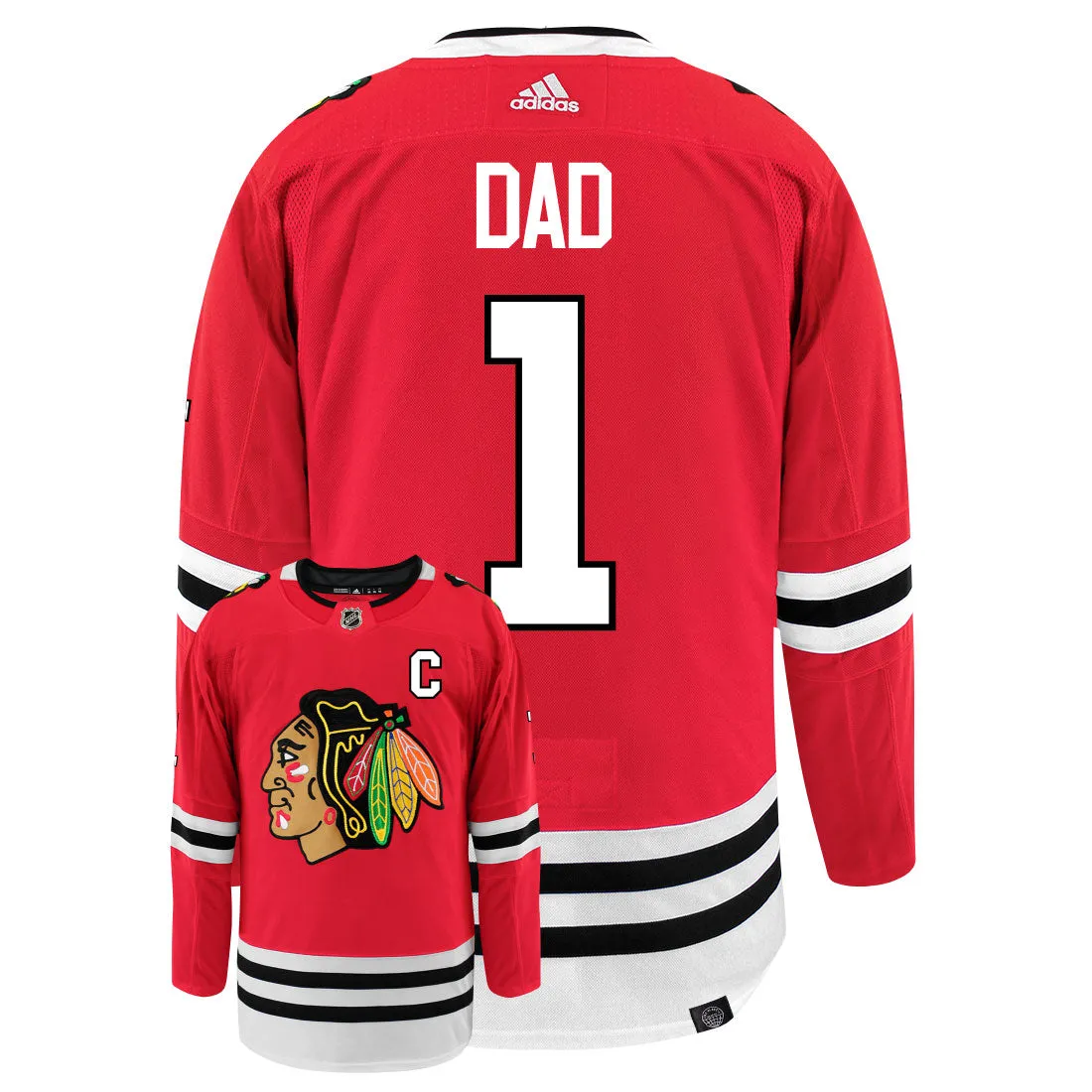 Chicago Blackhawks Dad Number One Adidas Primegreen Authentic NHL Hockey Jersey     