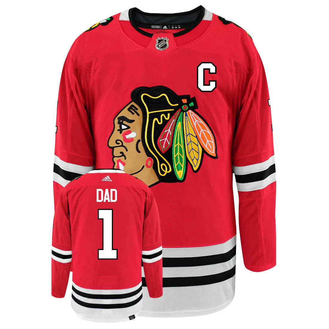 Chicago Blackhawks Dad Number One Adidas Primegreen Authentic NHL Hockey Jersey     