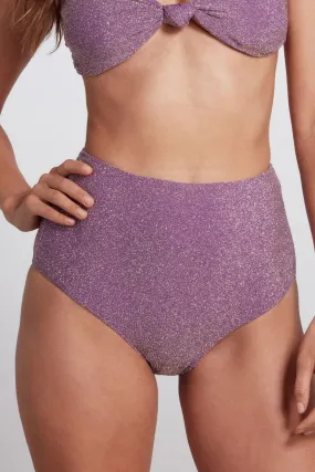 Claire High Waist Bikini Bottom Lurex Lilac