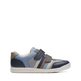 Clarks Den Stripe Shoe - Navy Combi