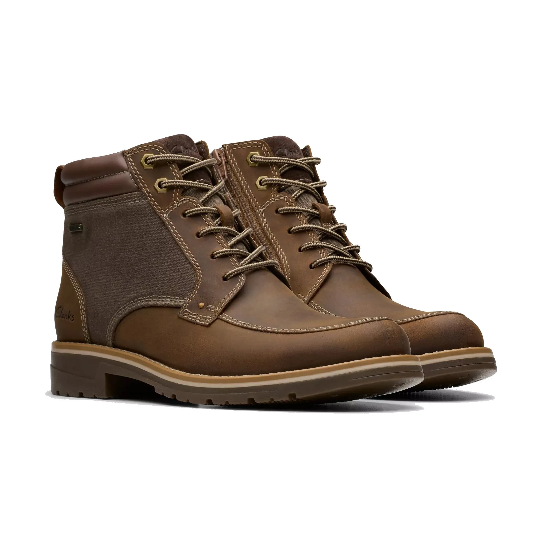 CLARKS MOREWELL ZIP WATERPROOF BOOT BEESWAX LEATHER - MENS