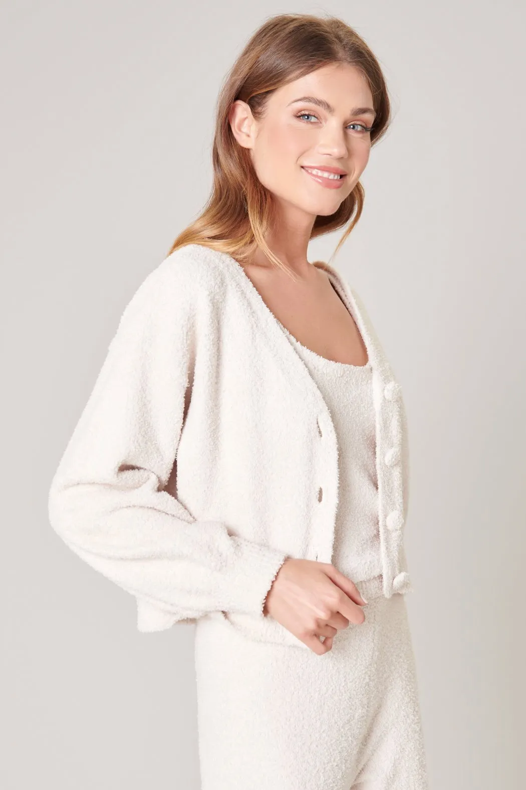 Cloud Nine Fuzzy Button Front Cardigan