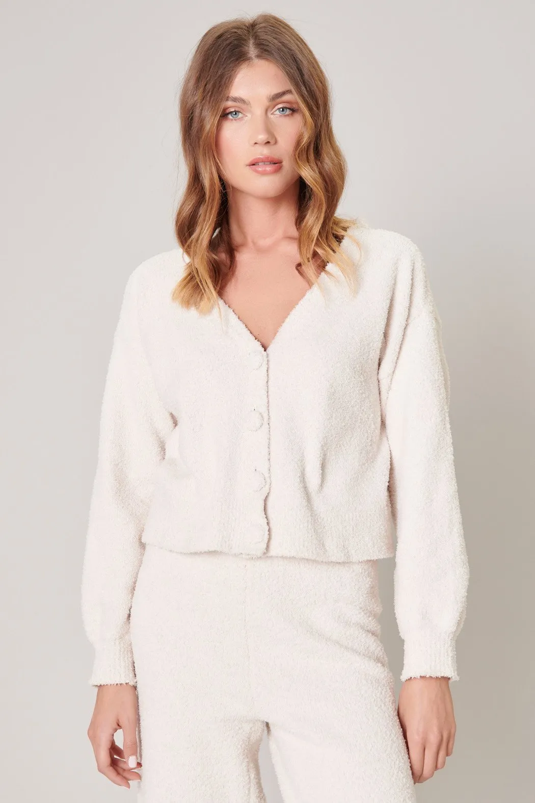 Cloud Nine Fuzzy Button Front Cardigan