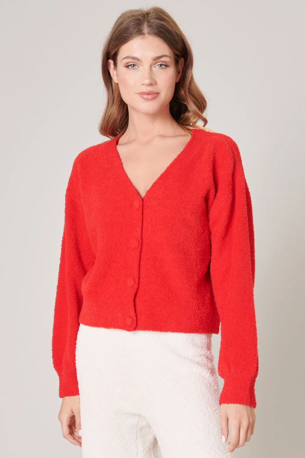 Cloud Nine Fuzzy Button Front Cardigan