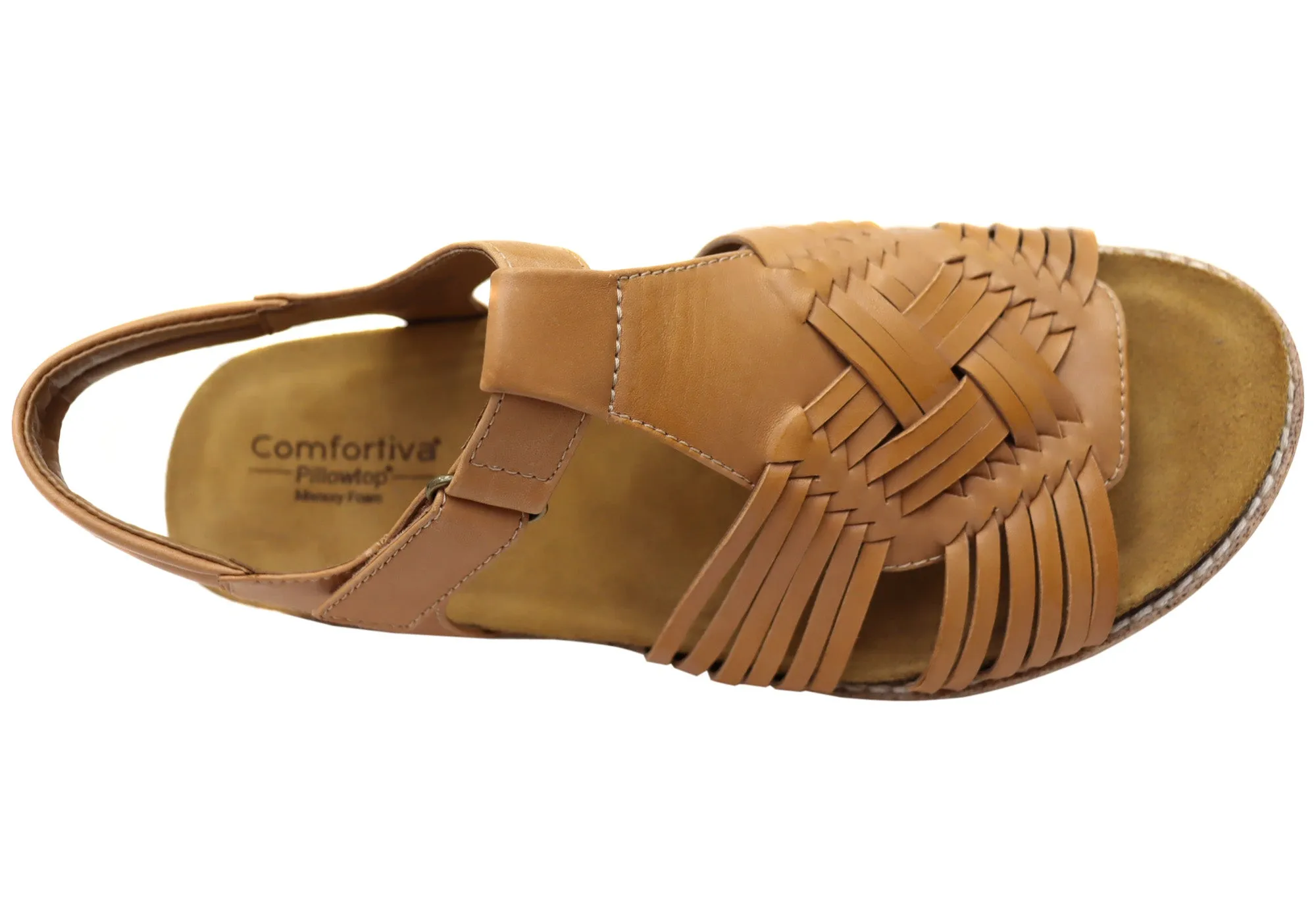 Comfortiva Gladia Womens Comfort Footbed Leather Sandals Wide Fit