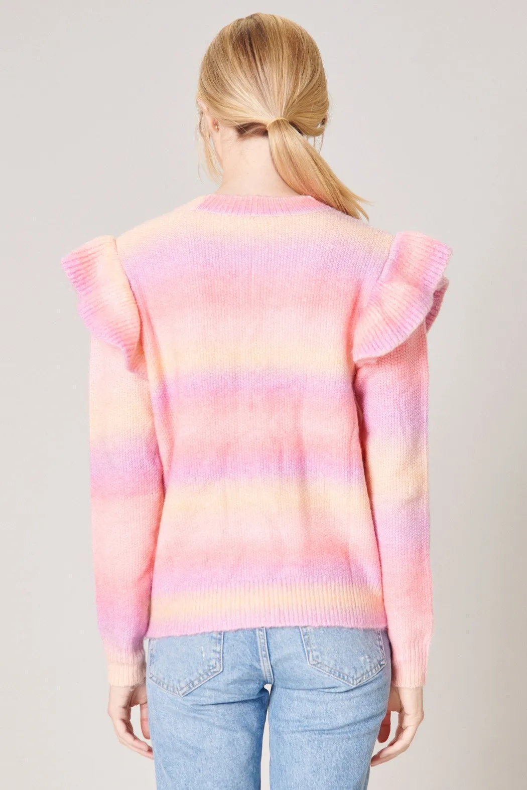 Cotton Candy Skies Ruffle Cable Knit Cardigan