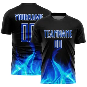 Custom Black White Flame Sublimation Soccer Uniform Jersey