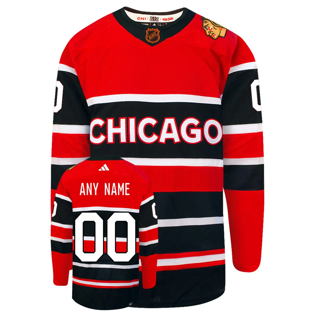 Customizable Chicago Blackhawks Adidas 2022 Primegreen Reverse Retro Authentic NHL Hockey Jersey     