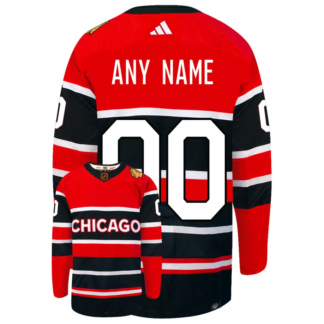 Customizable Chicago Blackhawks Adidas 2022 Primegreen Reverse Retro Authentic NHL Hockey Jersey     