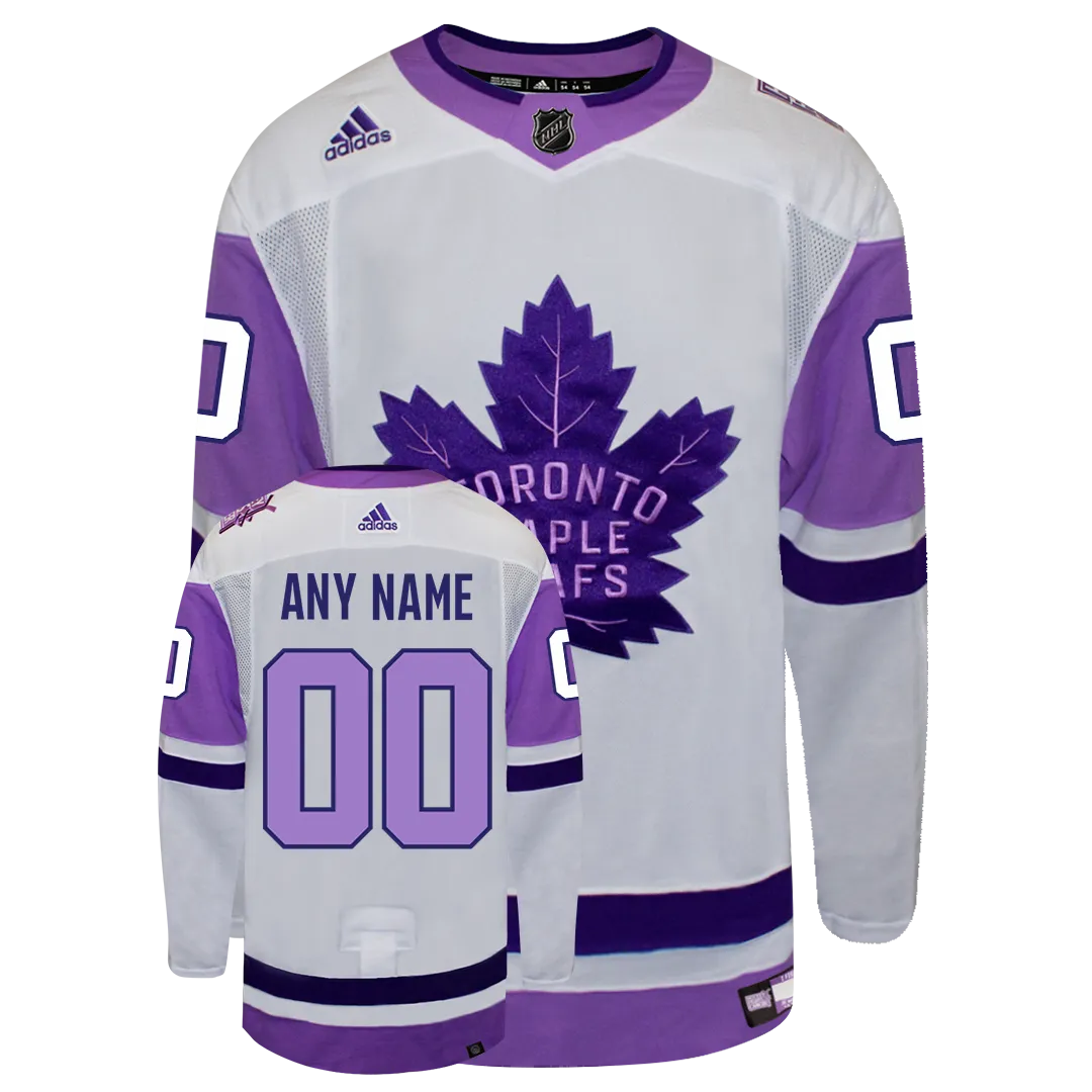 Customizable Toronto Maple Leafs Adidas Primegreen 2022 Hockey Fights Cancers Authentic Jersey     