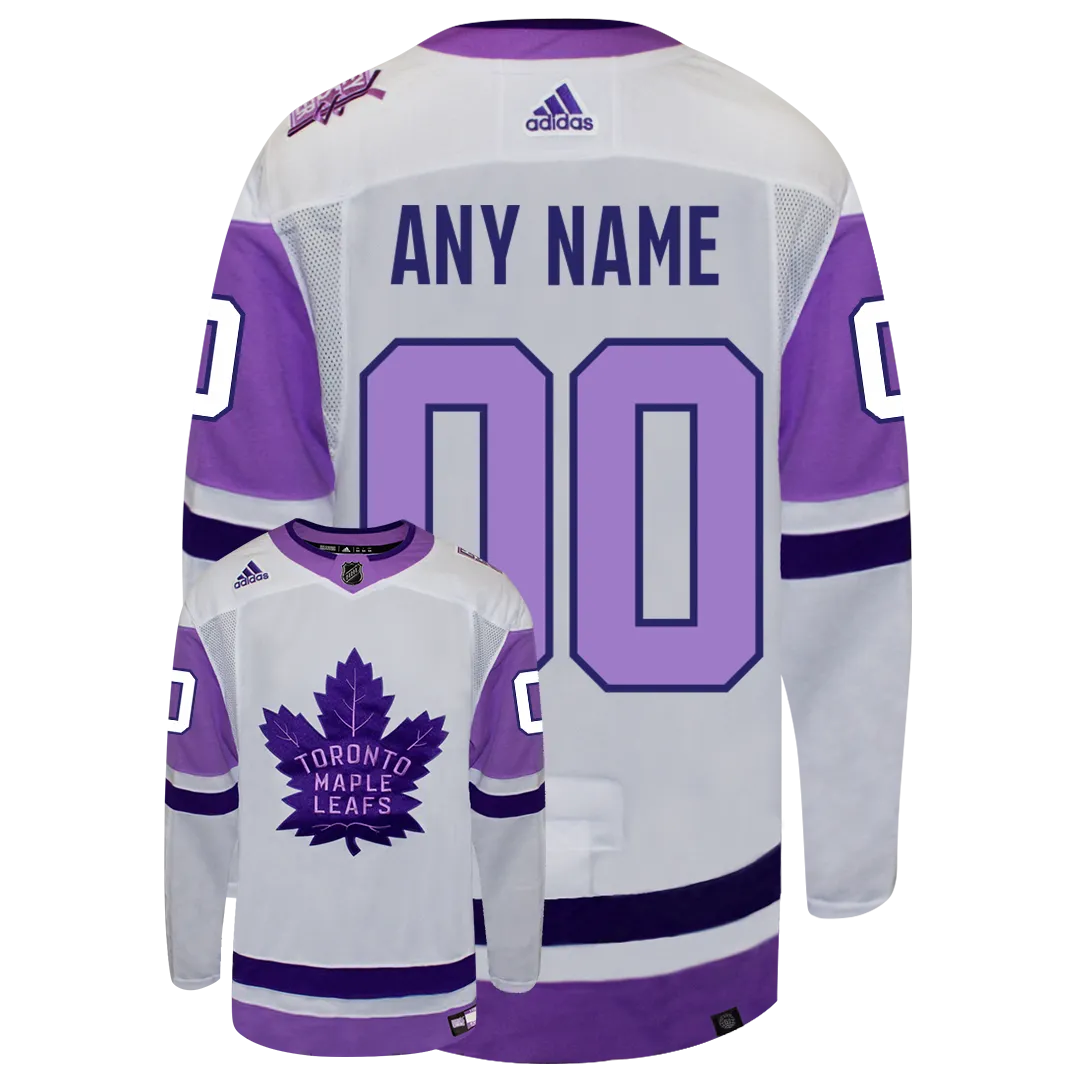 Customizable Toronto Maple Leafs Adidas Primegreen 2022 Hockey Fights Cancers Authentic Jersey     