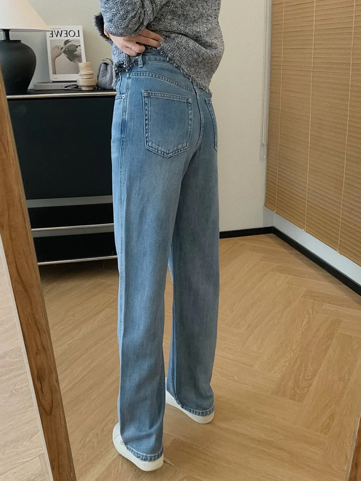 Dading homemade high proportion of Tencel and Hemp! 3D pressed pleated whiskers wide leg pants for women high waist straight jea