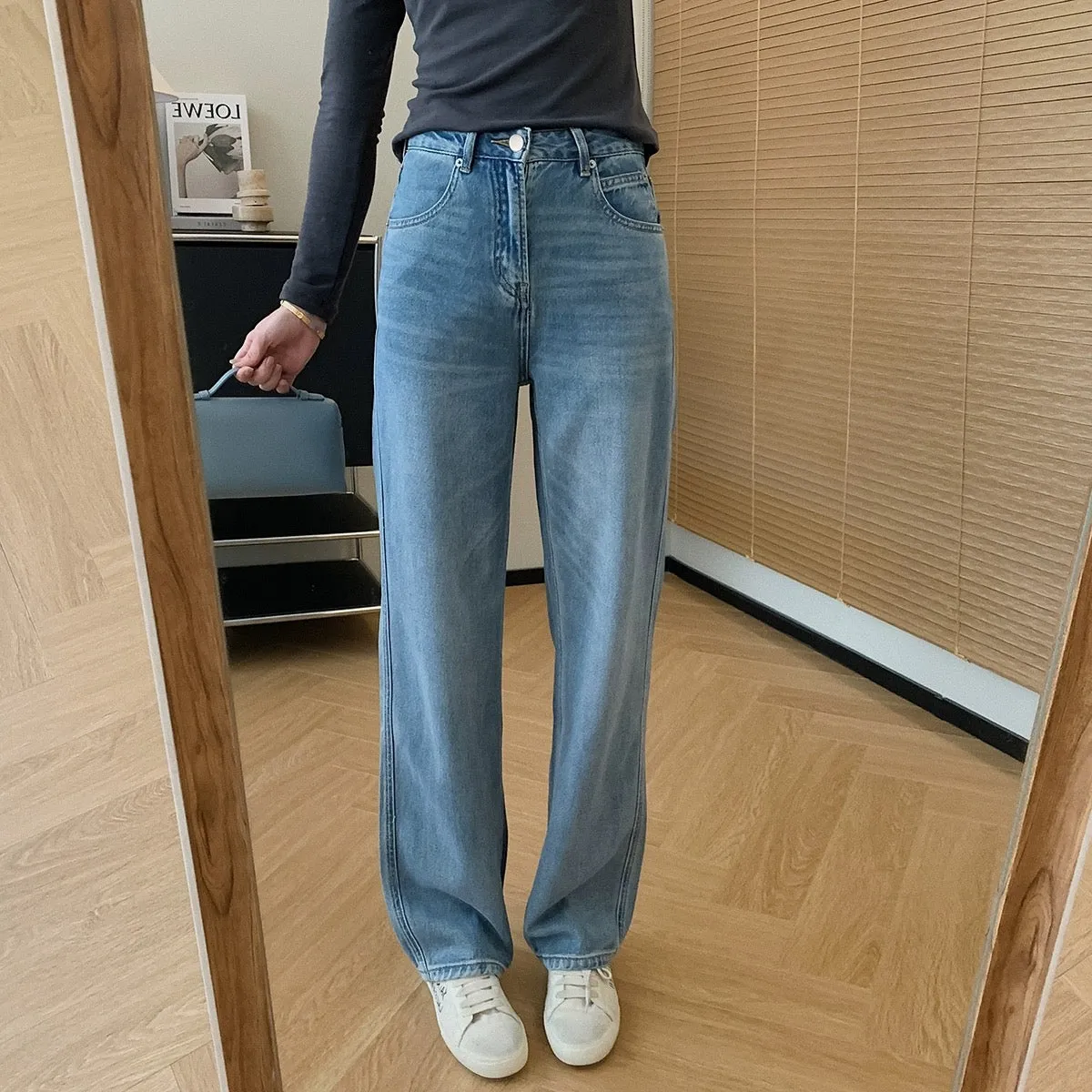 Dading homemade high proportion of Tencel and Hemp! 3D pressed pleated whiskers wide leg pants for women high waist straight jea