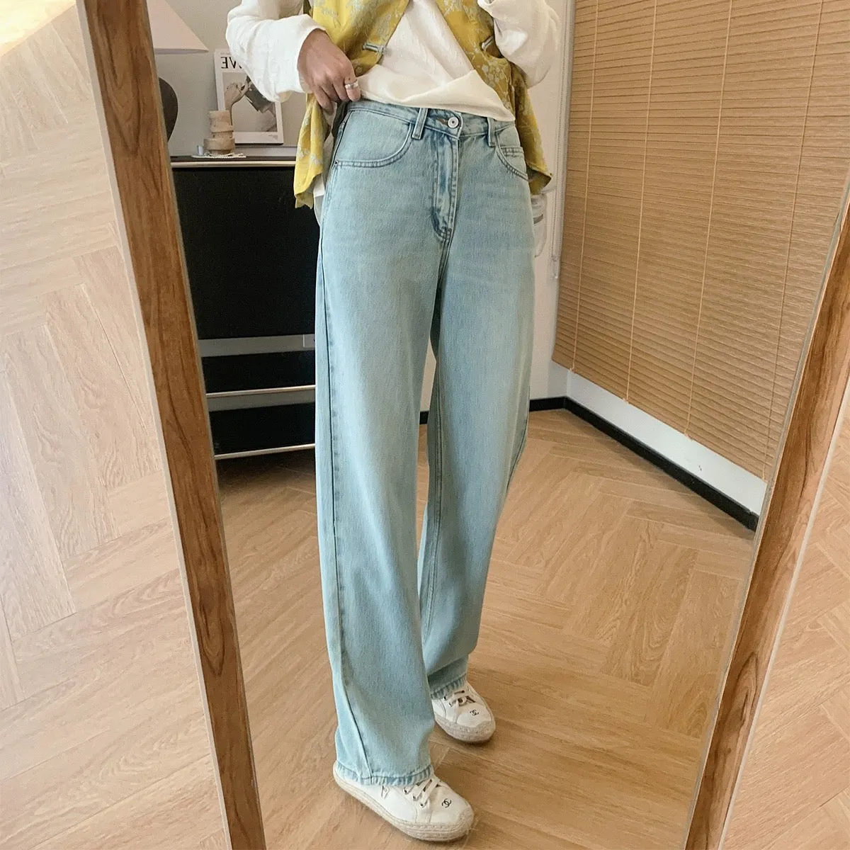 Dading homemade oxygen jeans! Eastman acetate lyocell custom-dyed wide-leg pants spring loose straight pants