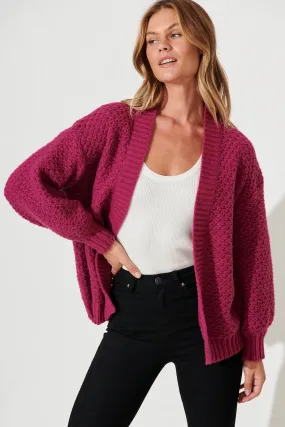 Dante Knit Cardigan In Purple Wool Blend