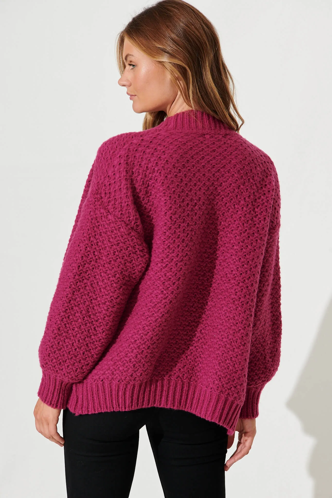 Dante Knit Cardigan In Purple Wool Blend