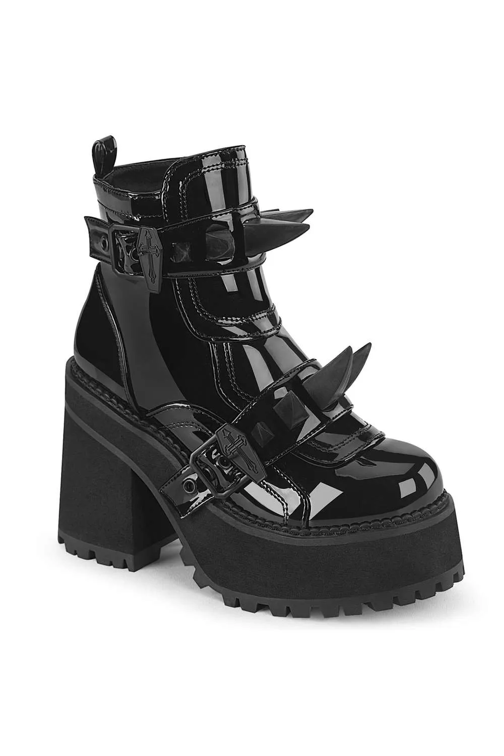 Demonia Cult - ASSAULT-72 platform ankle boot vinyl | Dark Ages